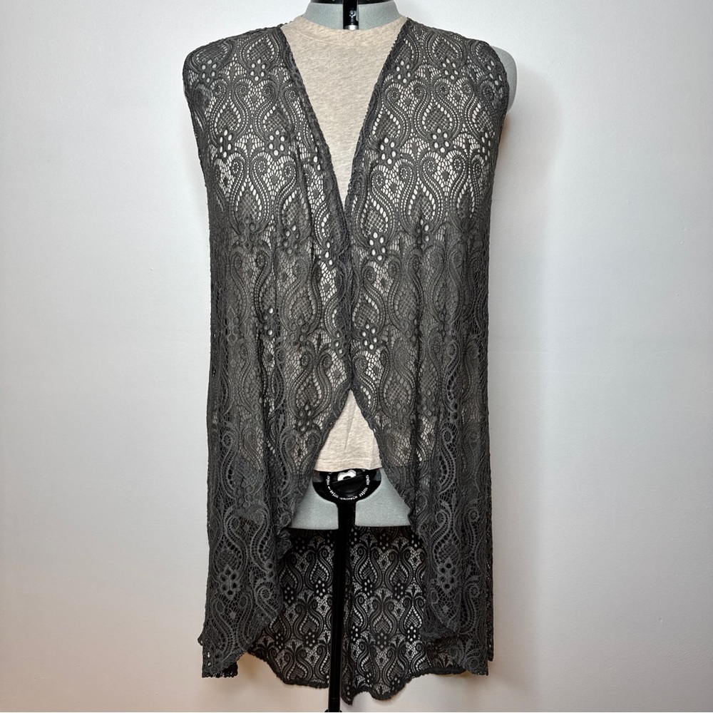 Elegant Gray Lace Vest